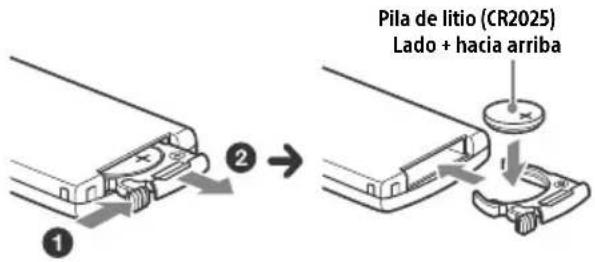 Pila de litio (CR2025) Lado + hacia arriba
