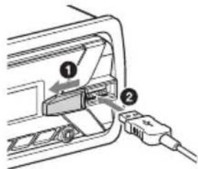 Diagram showing cable connection between a device with labeled ports and cable ends