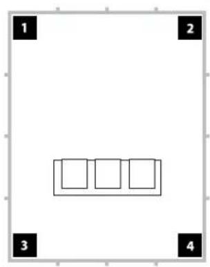 JL Audio Dominion d108 - Collocazione consigliata del subwoofer per quattro subwoofer Dominion - 4