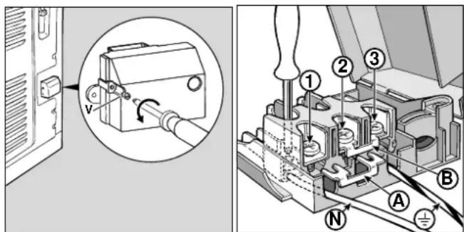 INDESIT K3C55(X)R - Installation du cable d'alimentation - 1