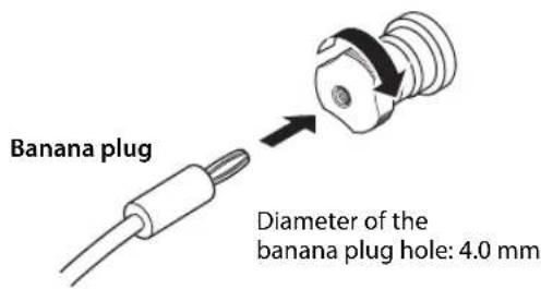 YAMAHA AS3200 - First tighten the knob on the SPEAKERS terminal, and then insert the banana plug into the head of the knob. - 1