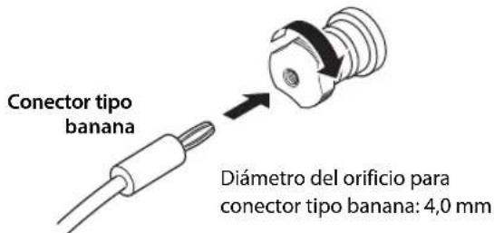 YAMAHA AS3200 - Primero apriete la perilla en el terminal SPEAKERS y bajo inserte el conductor tipo banana en el cuestion de la perilla. - 1
