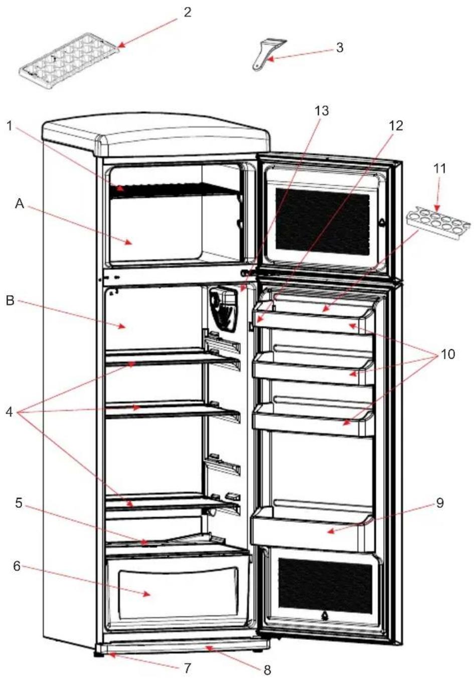 TELEFUNKEN TFK1543FG2 - THE PARTS OF THE APPLIANCE AND THE COMPARTMENTS - 1