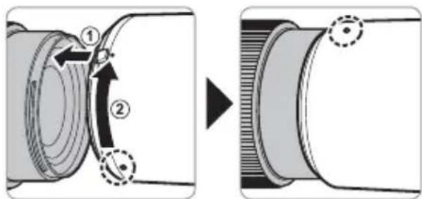 FUJIFILM GF120mmF4 R LM OIS WR Macro - Fixation du pare-soleil - 1