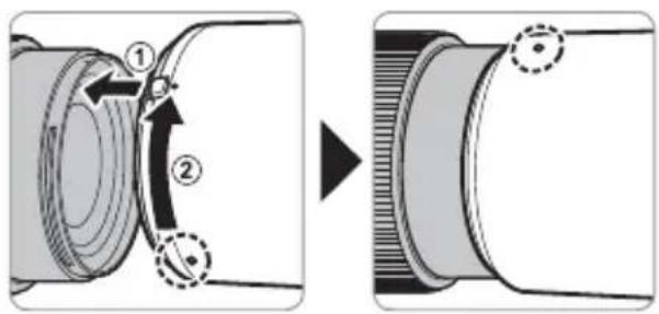 FUJIFILM GF120mmF4 R LM OIS WR Macro - Vastavalosuojuksen kiinnittäminen - 1