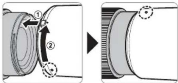 FUJIFILM GF120mmF4 R LM OIS WR Macro - Anbringen der Sonnenblende - 1