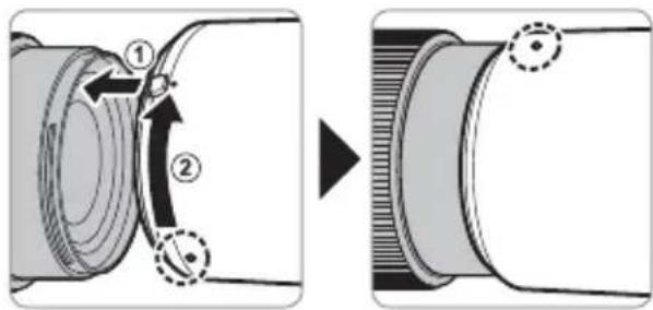 FUJIFILM GF120mmF4 R LM OIS WR Macro - Colocación del parasol - 1