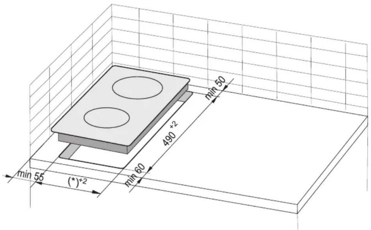 AMICA PH3200PG - Préparation du plateau de meuble pour l'aménagement de la plaque. - 1