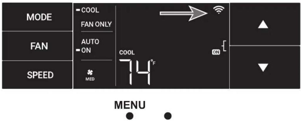 MODE FAN SPEED COOL FAN ONLY AUTO ON MED COOL 74°F ON MENU