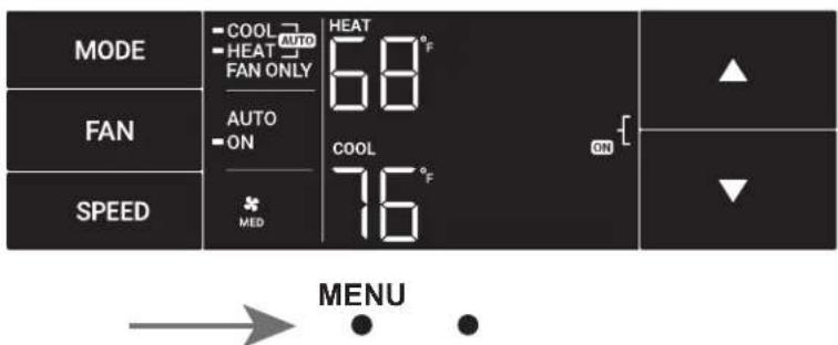 MODE FAN SPEED COOL AUTO HEAT 68°F AUTO ON MED COOL 76°F ON MENU