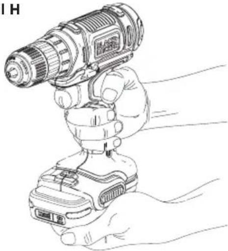 BLACK & DECKER BCD701 - Uygun el pozisyonu (Şekil H) - 1