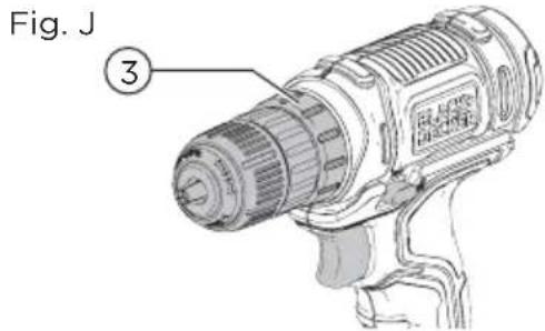 BLACK & DECKER BCD701 - Torque control (Fig. J) - 1