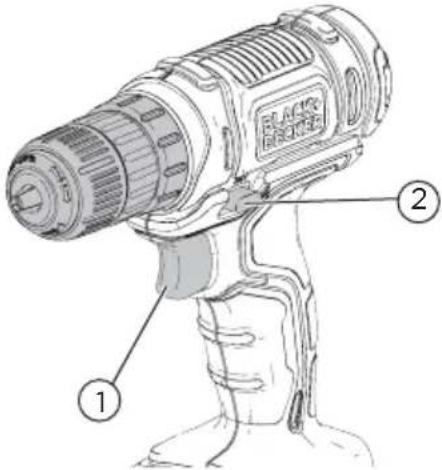 BLACK & DECKER BCD701 - Курковый пусковой выключатель и переключатель направления вращения (Рис. I) - 1