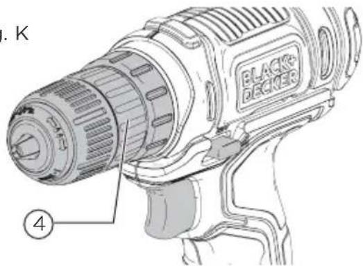 BLACK & DECKER BCD701 - Keyless chuck (Fig. K) - 1