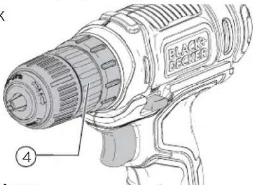 BLACK & DECKER BCD701 - Anahtarsız mandren (Şekil K) - 1