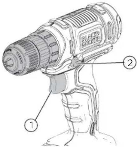 BLACK & DECKER BCD701 - Trigger switch & reversing button (Fig. I) - 1
