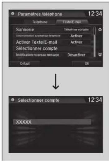 Honda CRV (2021) - Selectionner un compte de messagerie texte ou e-mail\* - 1