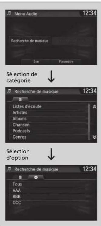 Honda CRV (2021) - Comment selectionner un morceau à partir de la liste de recherche de musique - 1