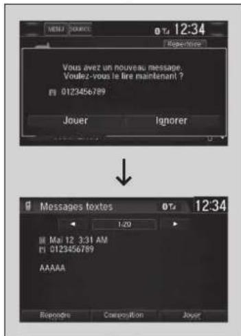 Honda CRV (2021) - Réception d'un message texte/e-mail \*.*1 - 1