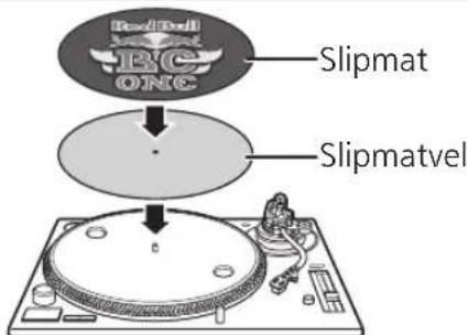 TECHNICS EAHT700 - Plaats de slipmat en het slipmatvel op de draaischijf. - 1