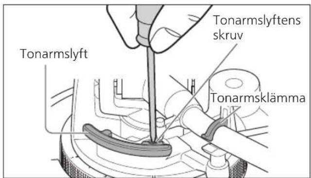 TECHNICS EAHT700 - Aterfor tonarmen tilltonarmstodet och sakra denmed tonarmsklamman. Vrid stallskruven. - 1