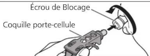 TECHNICS EAHT700 - Montez la coquille porte-cellule avec la cellule de lecture dans le bras de lecture. Gardez la coquille porte-cellule horizontal et serrez l'écrou de blocage. - 1