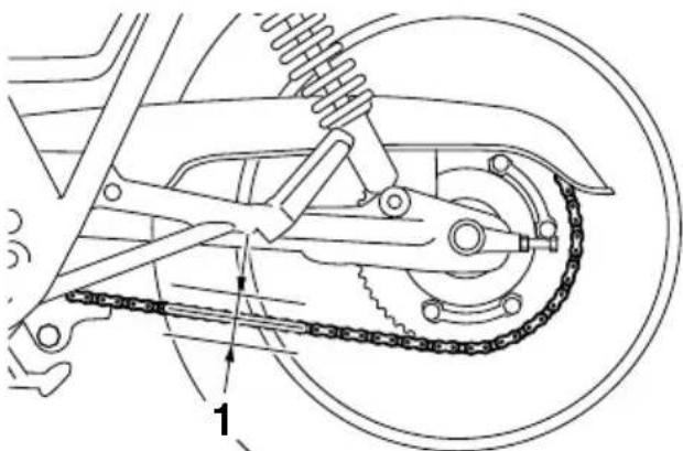 YAMAHA SR400 (2016) - Contrôle de la tension de la chaine de transmission - 1