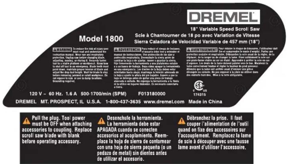 DREMEL 1800 - ADVERTENCIA - 1
