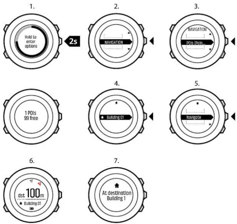SUUNTO Ambit3 Run - Pour naviguer vers un POI : - 1