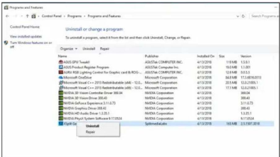 ASUS DUALGTX1660O6GEVO - Entfernen von XSplit Gamecaster unter Windows 10/8.1/8/7 (64-bit) - 1