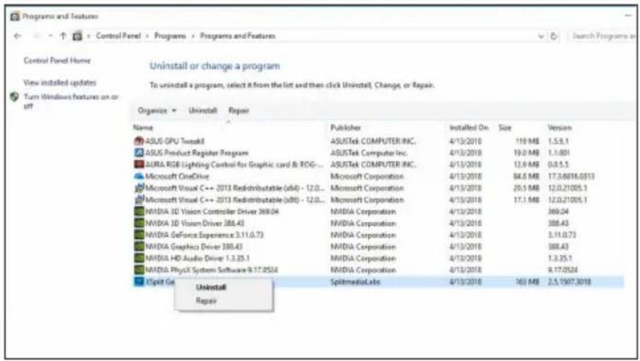 ASUS DUALGTX1660O6GEVO - 卸载XSplit Gamecaster - 1
