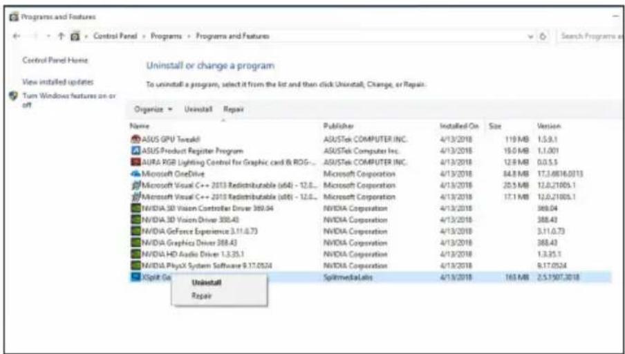 ASUS DUALGTX1660O6GEVO - Removing XSplit Gamecaster in Windows 10/8.1/8/7 (64-bit) - 1