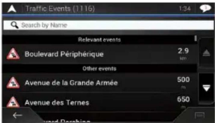 PIONEER AVICZ830DAB - Visualisation de la liste du traffic - 1
