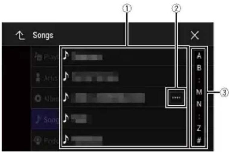PIONEER AVICZ830DAB - Utilisation des écrons de liste - 1