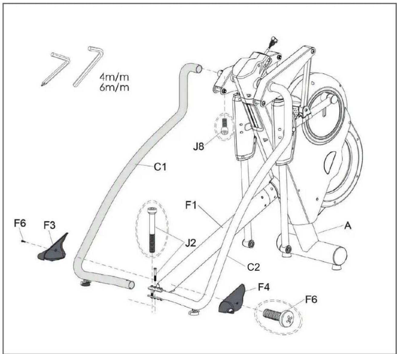 Cardiostrong EX80 Plus Touch - Étape 3: Montage du pied gauche et du revêtement des articulations - 1