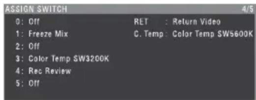 SONY PMW320K - Ecran d'etat ASSIGN SWITCH - 1
