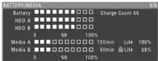 SONY PMW320K - Ecran d'etat BATTERY/MEDIA - 1