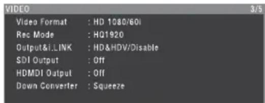 SONY PMW320K - Ecran d'etat VIDEO - 1
