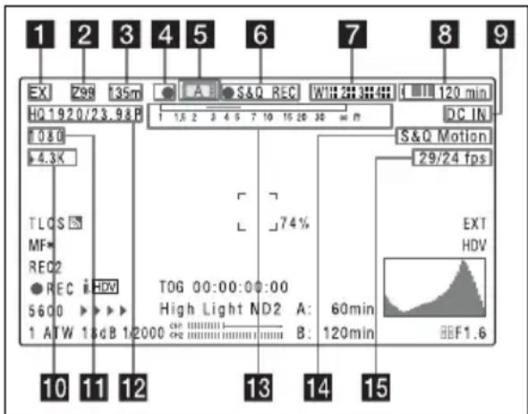 SONY PMW320K - Affichage de l'écran du viseur - 1