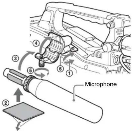 SONY PMW320K - Raccordement de microphones aux connecteurs AUDIO IN - 1