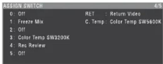 SONY PMW350L - Ecran d'état ASSIGN SWITCH - 1