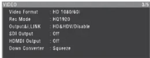 SONY PMW350L - Ecran d'état VIDEO - 1