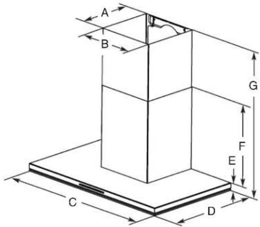 10" (25,4 cm) min. 13" (33,0 cm) max. 9½" (24,1 cm) 10" (25,4 cm) min. 13" (33,0 cm) max. 2" (5,1 cm) min. 9" (22,9 cm) min.* Point d'entrée du circuit d'évacuation et du câble d'alimentation électrique 20¾" (51,8 cm)* Placard adjacent Placard adjacent Distance "X" entre le bas de l'auvent et la surface de cuisson Axe central Surface de cuisson