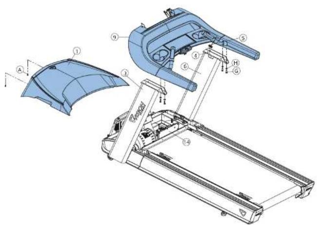 Vision Fitness T600 - IMPORTANTE: Não aperte os parafusos às a etapa 3 estar conclusida. - 1