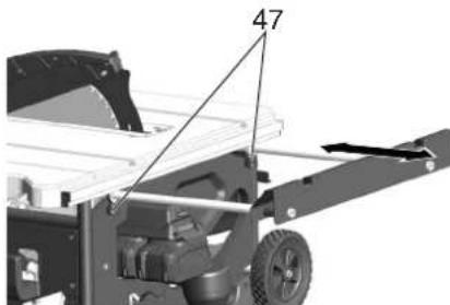 METABO TS 3618 LTX BL 254 - Adjusting table extension - 1