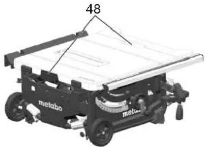 METABO TS 3618 LTX BL 254 - Skub begge sideborde helt ind og fastlas dem med klemmegrebene. - 1