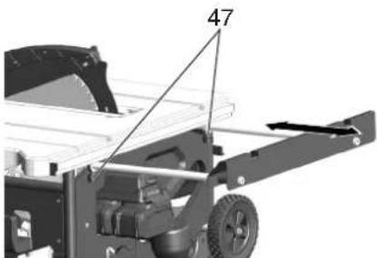 METABO TS 3618 LTX BL 254 - Regolazione della prolunga del banco - 1