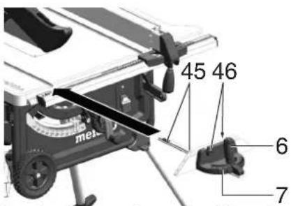 METABO TS 3618 LTX BL 254 - Ajuste del tope transversal - 1