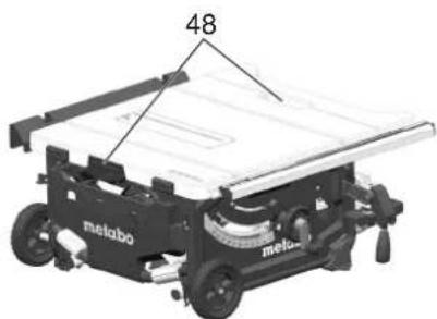 METABO TS 3618 LTX BL 254 - Niebepezcheinstwo zgniecenia Wsunac do koica oydbwa poszerenia stolu i zablokowac dzwigniami zaciskowymi. - 1