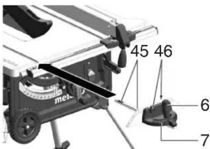 METABO TS 3618 LTX BL 254 - Indstilling af tværanslaget - 1